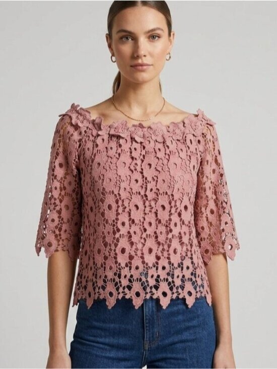 La Reyna Tops - La Reyna Lace Off The Shoulder Blouse